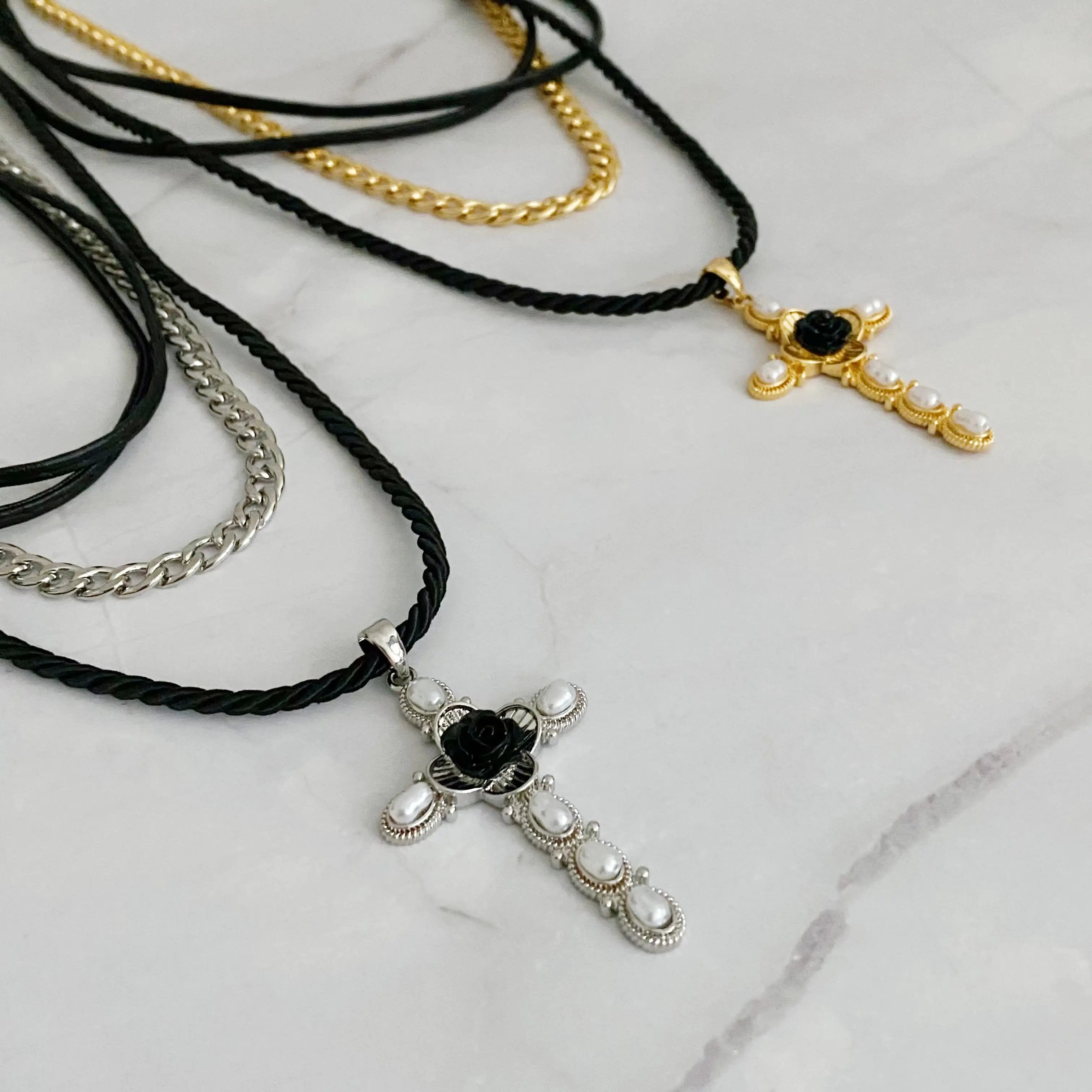 Black Rose Cross Necklace – Kiona Kendrick