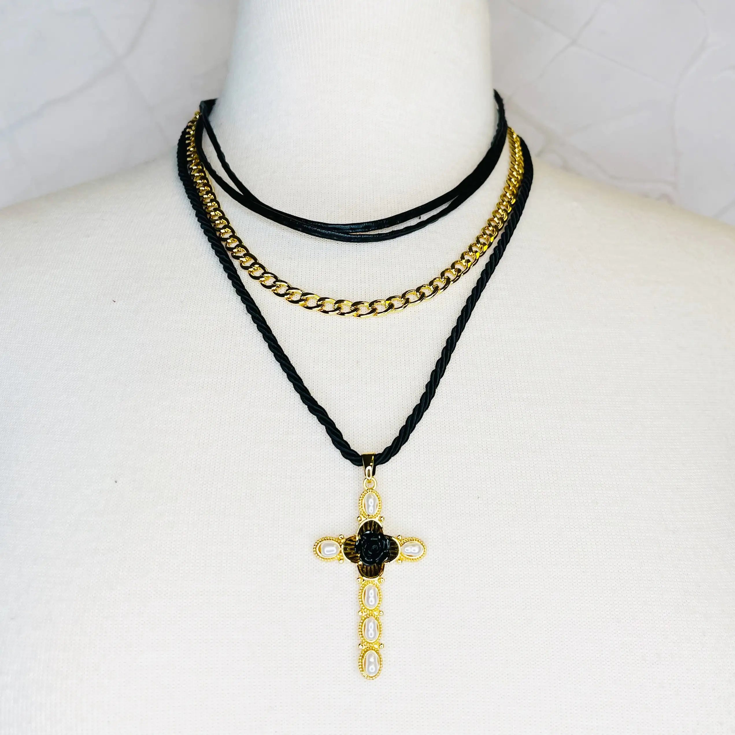 Black Rose Cross Necklace – Kiona Kendrick