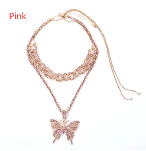 Glimmering Butterfly Necklace Set