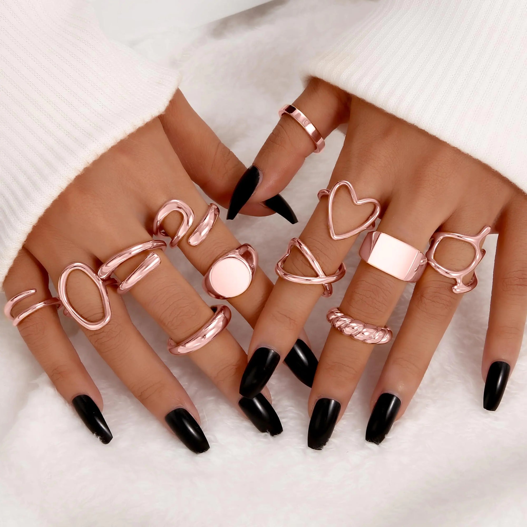 12PCS Gold Stackable Rings Set