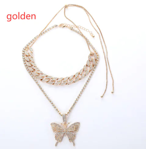 Glimmering Butterfly Necklace Set