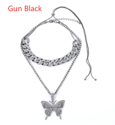 Glimmering Butterfly Necklace Set