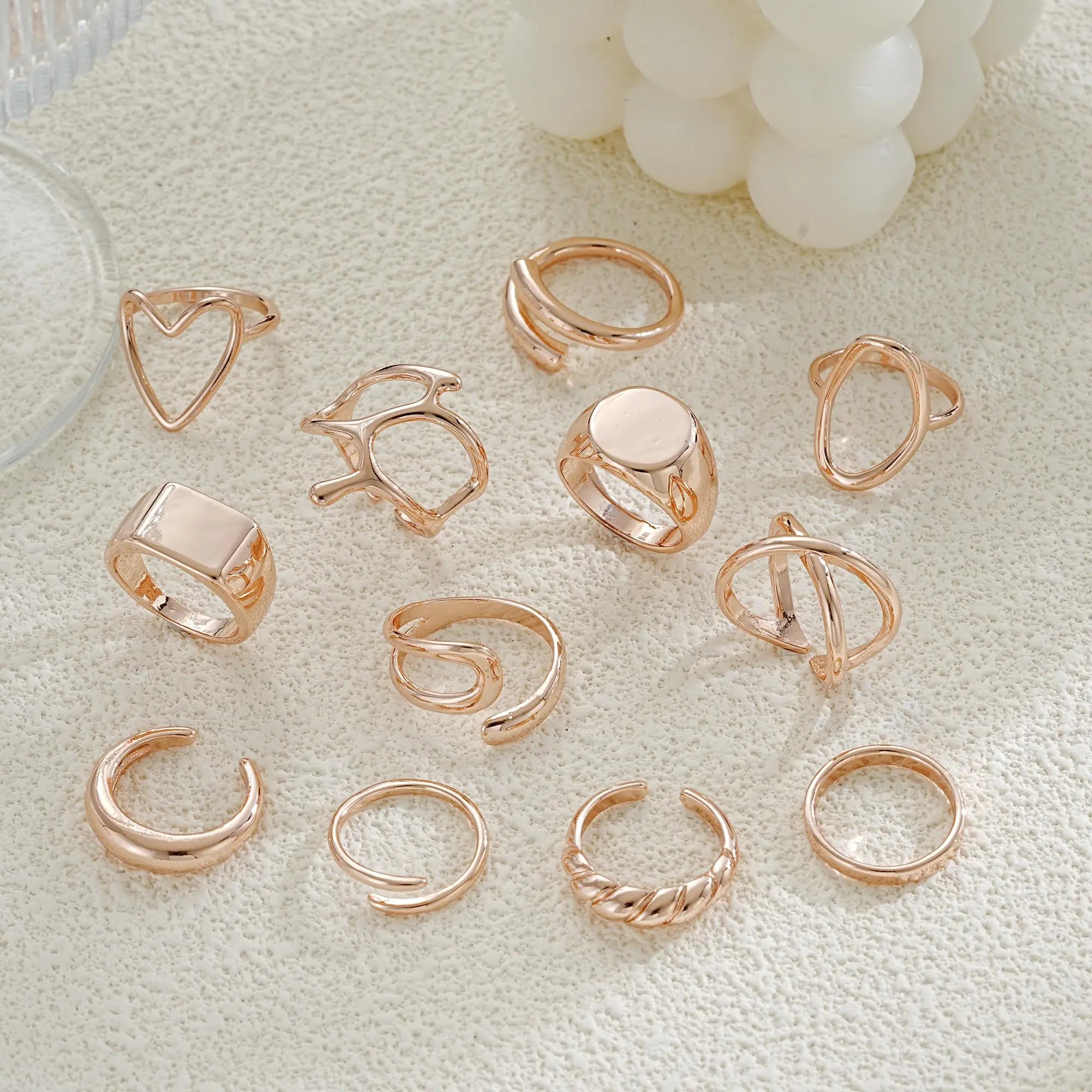 12PCS Gold Stackable Rings Set