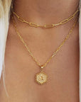 Chic Hexagon Letter Necklace